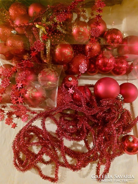 Hatalmas csomag karácsonyi dekoráció / piros színben