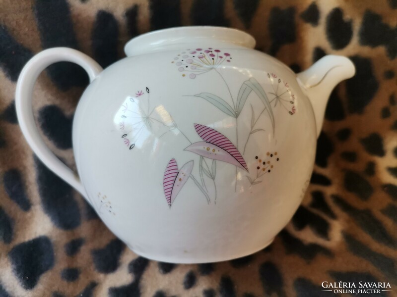Vintage Hollóházi porcelán tea kiöntő, virágmintás kancsók,szecessziós hollóházi teás kávés kanna