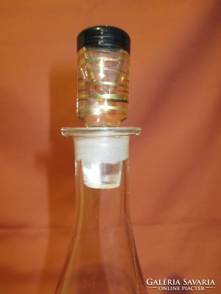 Glass liqueur-brandy bottle with striped stopper, bottle