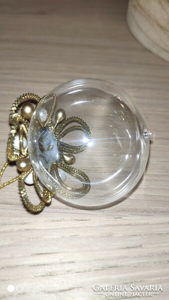 Blown glass sphere with Christmas tree ornament