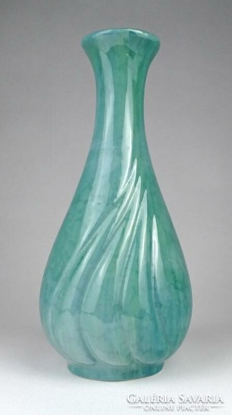 1K941 Jelzett Takács zöld mázas kerámia váza 22 cm