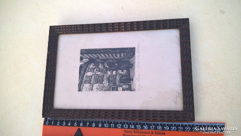 (K) ludwig-viktor pollak etching wien fleischmarkt 15x23 cm with frame