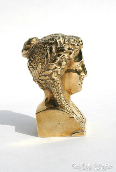 Small Greek female bust in brass