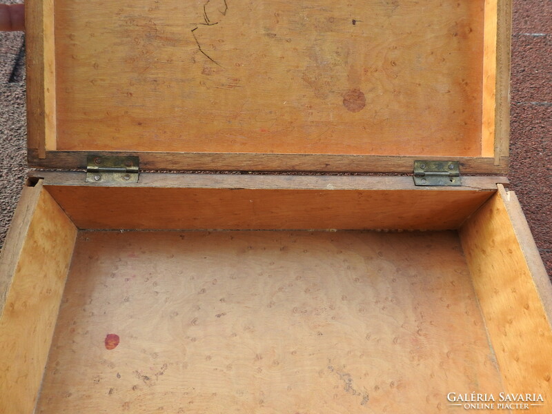 Antik fa intarziás jelenetes biedermeier fadoboz - dísz doboz