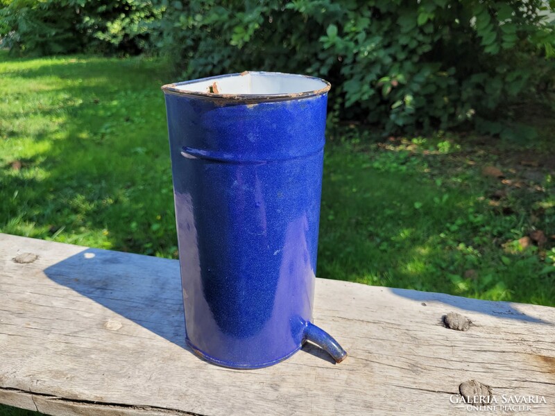 Old vintage Budafok crown label blue enameled 1.5 l wall tank enamel pot