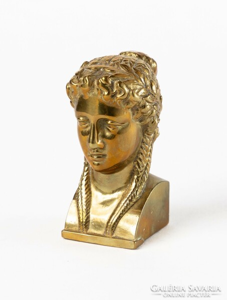 Small Greek female bust in brass