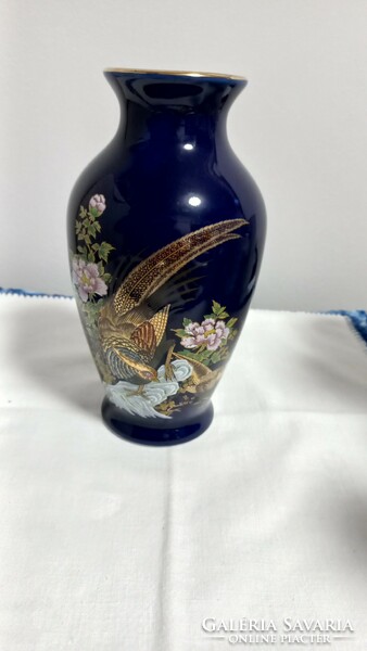 Vintage Japanese cobalt, hand painted, gilded blue vase from the 1980s, marked, flawless