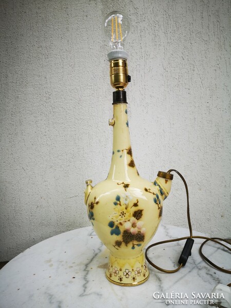 Antik 1800-as évek Zsolnay kerámia váza lámpa színes. Videó is készült
