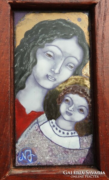 Ms. Kocsis is a great judit_ mary with a child_ fire enamel picture