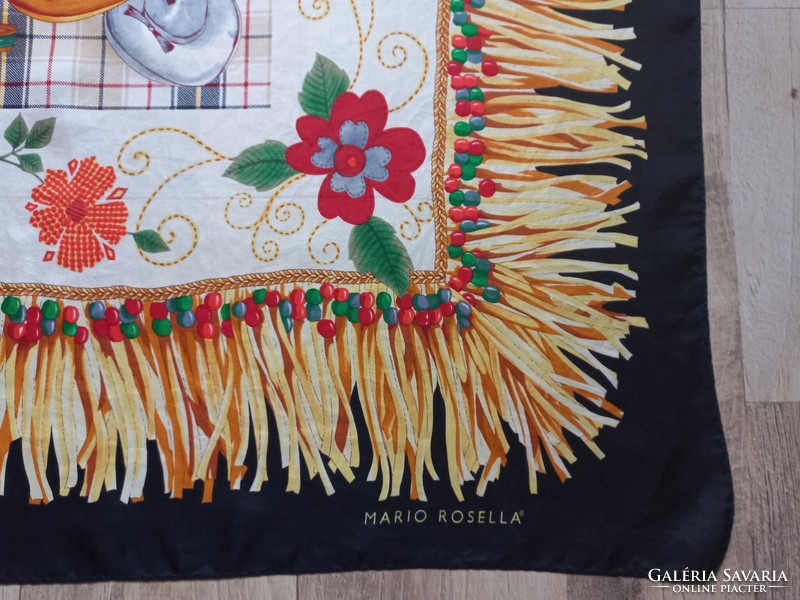 Vintage western pattern Italian genuine silk scarf