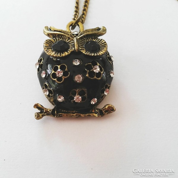 Black owl pendant on a 70 cm necklace, new!