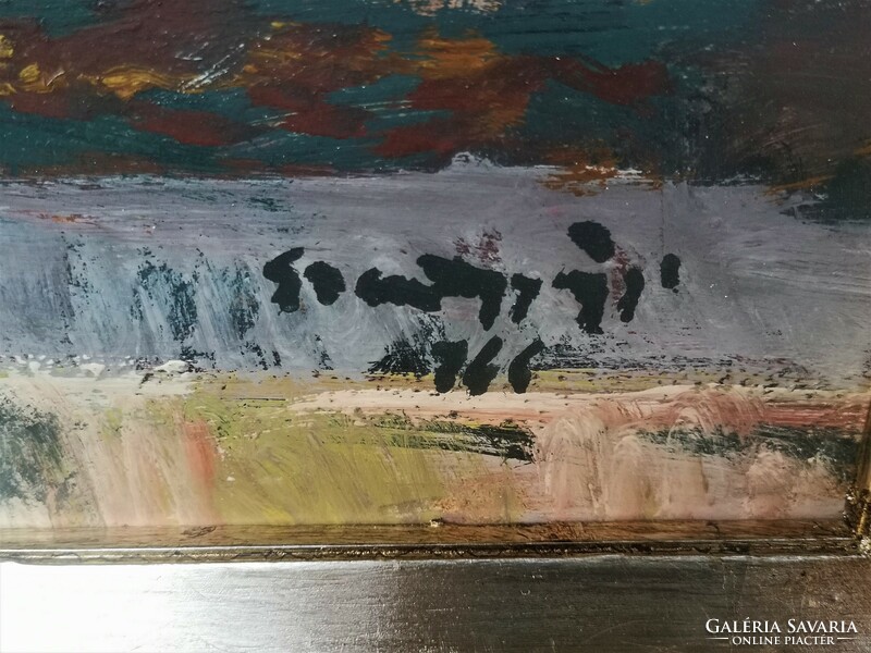 Szentgyörgyi Kornél (1916 - 2006) Vadászok a Dunaparton c festménye 86x76cm Eredeti Garanciával!