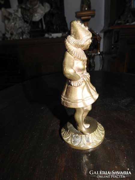 Girl in clown dress, copper statue, m: 14 cm