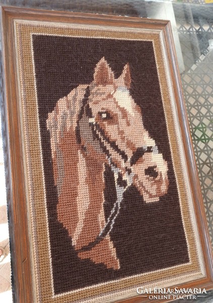 Horse portrait - huge tapestry in a thick wooden frame
