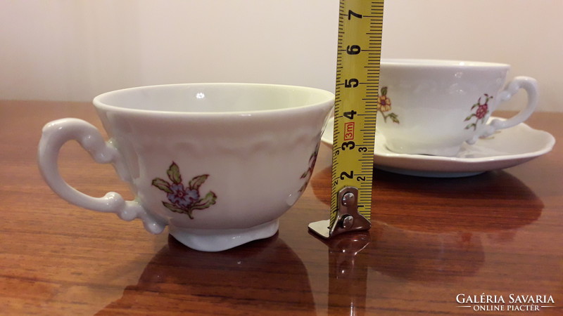 Régi Zsolnay porcelán virágos barokk kávés 6 személyes készlet kanna csésze cukortartó  tejkiöntő