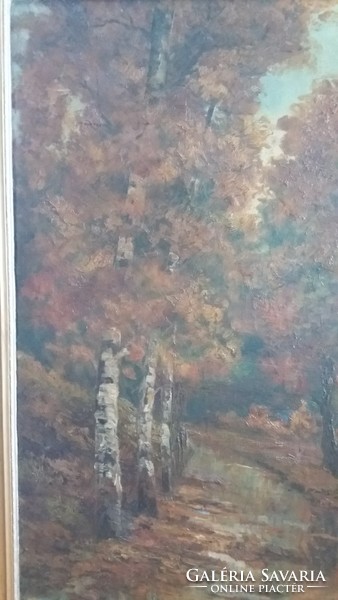 Antik szignált, 145 cm!  Olaj, vászon festmény: Kéthelyi István - Folyópart