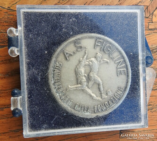 Silver commemorative medal football