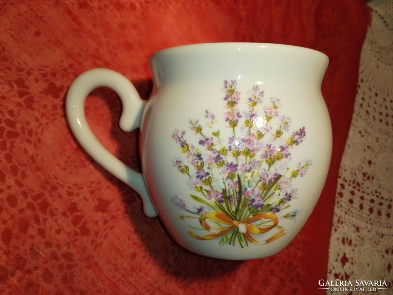 Hand painted porcelain lavender cup.