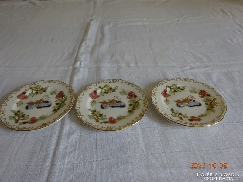 Zsolnay small bowls with butterfly pattern, 3 pcs