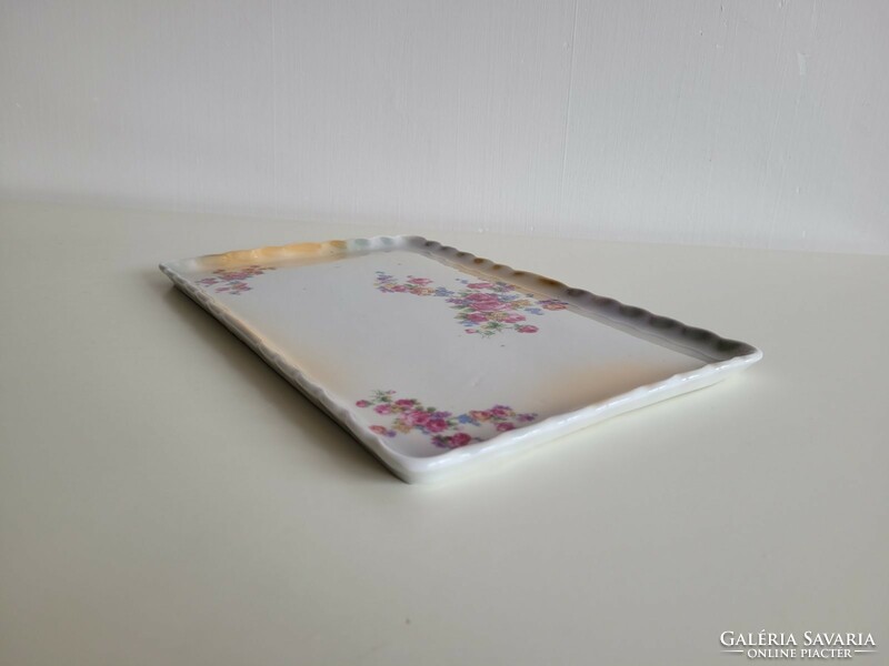 Old victorian porcelain tray rosy forget-me-not eosin antique offering 30 x 19 cm