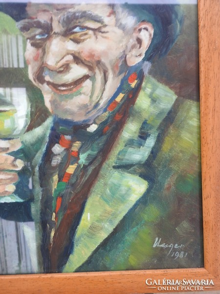 The Old Man and the Wine - marked unger 1981 - painting (German)