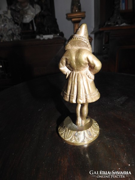 Girl in clown dress, copper statue, m: 14 cm