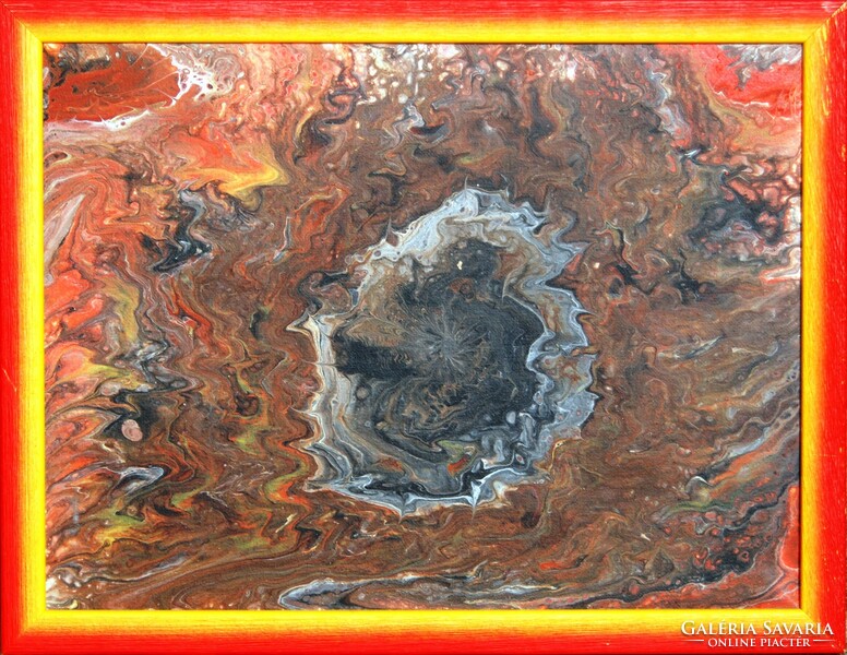 Contemporary artist: explosion - unique painting, framed