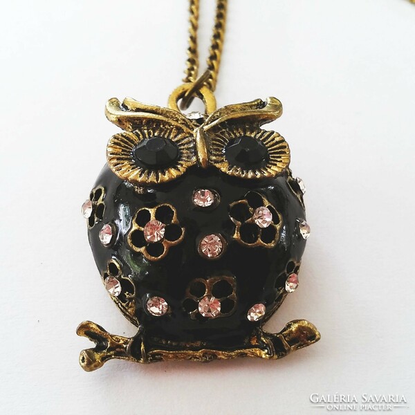 Black owl pendant on a 70 cm necklace, new!