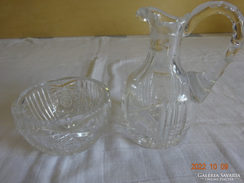 Polished glass pouring and sugar bowl