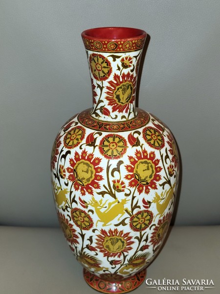 Zsolnay circle-stamped eosin vase