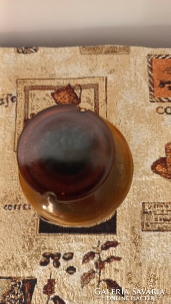 Antik patika üveg borostyán színű, eredeti cimkével, 18 cm.