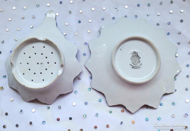 Régi porcelán ezüstözött feinsilber teaszűrő 9-12cm