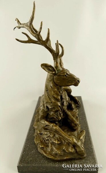 Resting deer - monumental bronze sculpture
