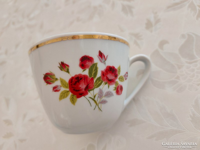 Old zsolnay porcelain rose cup with floral coffee mug