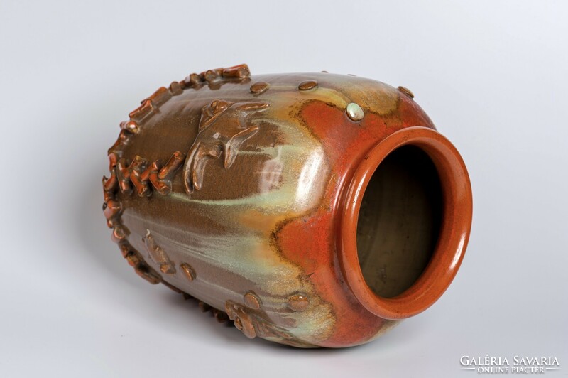 Art deco ceramic vase with hops - 24 cm