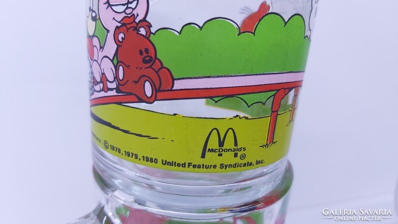 RITKA!! McDonald’s Garfield Jim Davis üveg bögrék, kávés csészék, üveg poharak 1978-as 4 db egyben