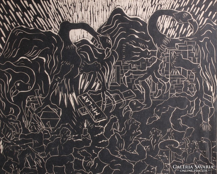 Picasso Guernicája után: My Lai-i mészárlás (linómetszet) vietnámi háború - azonosítatlan művész