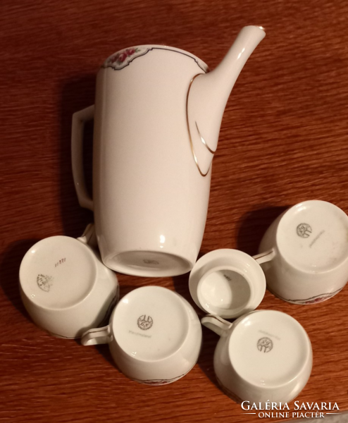 HaasCzjzek Csehszlovák porcelán tea kiöntő 4 csészével.