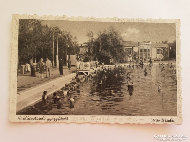 Régi képeslap 1948 Hajdúszoboszló gyógyfürdő fotó levelezőlap