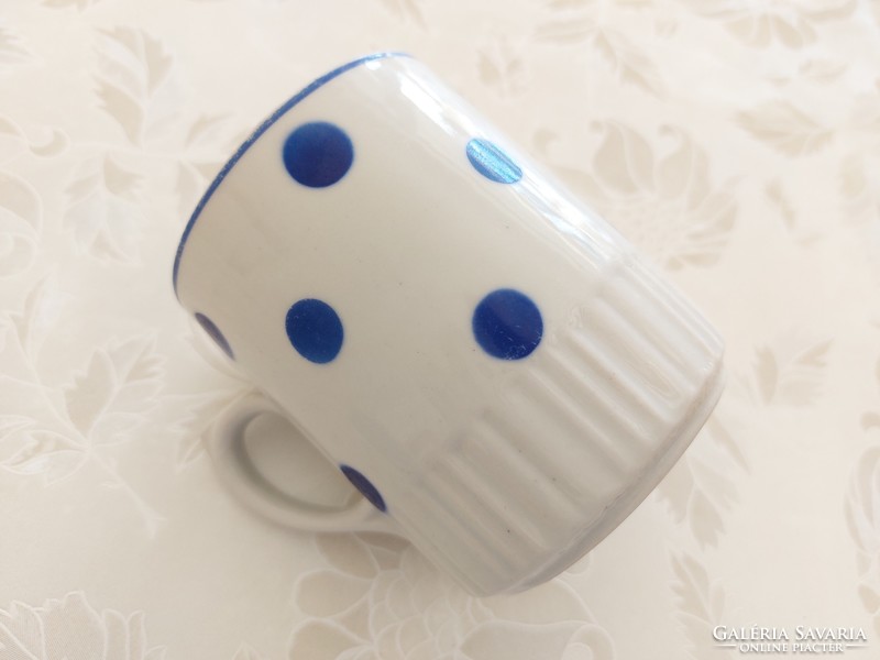 Old zsolnay porcelain blue polka dot mug with folk tea cup