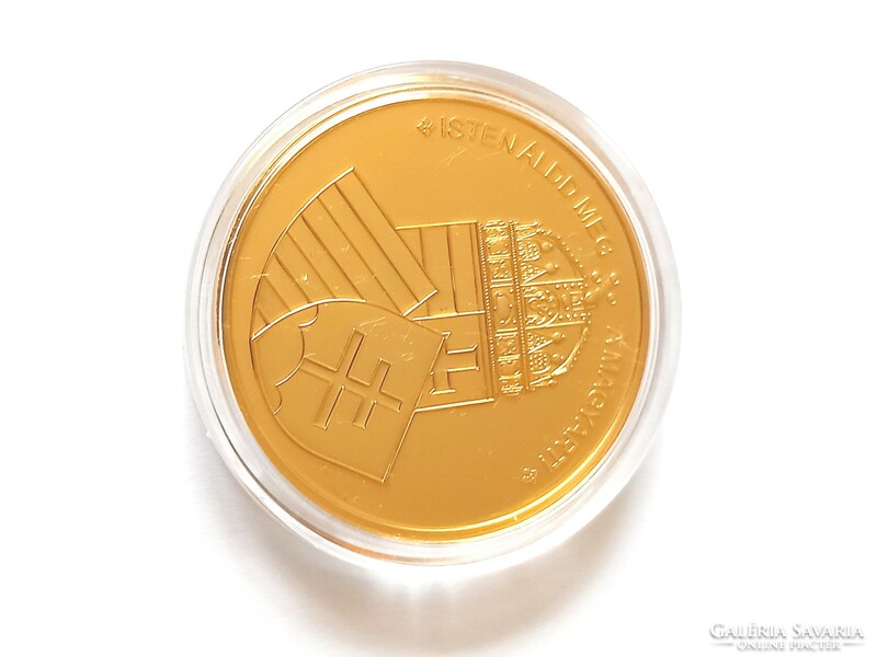 Hungarian color-gilded copper commemorative coin for Petőfi's birthday, mirror-struck certificate