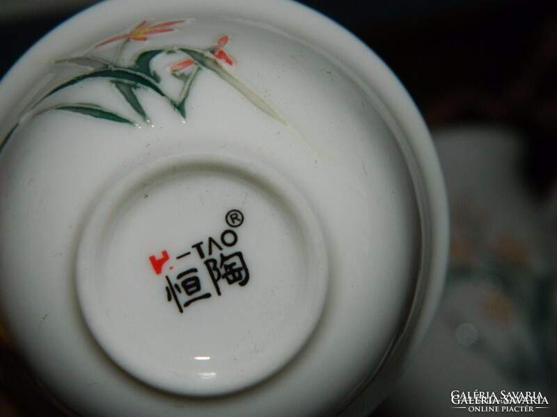 Luxury chinese hand painted marked tao tea set in box