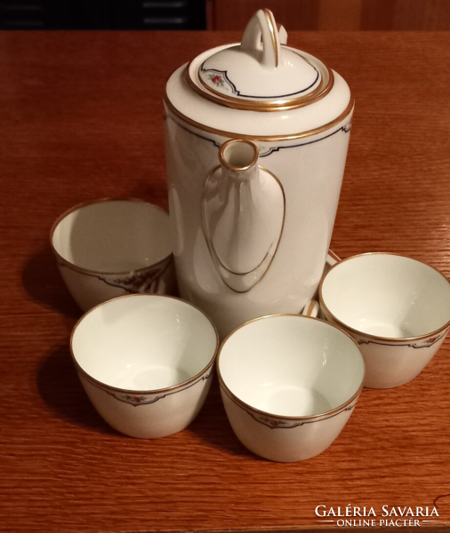 HaasCzjzek Csehszlovák porcelán tea kiöntő 4 csészével.