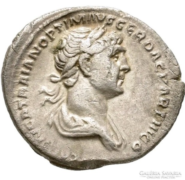 Római Birodalom TRAIANUS 114-117 PRO-VID, ezüst denar, Providentia, Globe