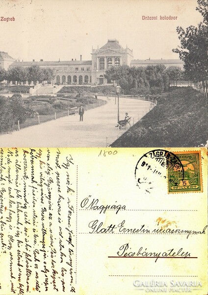 Croatian zagreb drzavni kolodvor 1911. There is a post office!