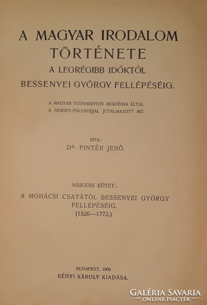 Jenő Pintér: the history of Hungarian literature i - ii.