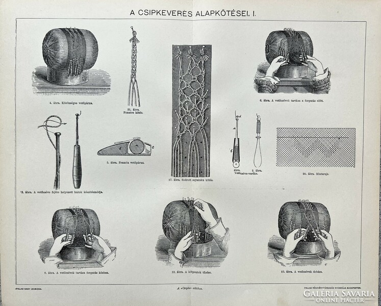 Antik 19.sz csipkeverés alapkötései I. nyomat-papír- népi, tradíció, hímzés, hímzett, kézimunka