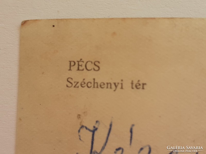 Régi képeslap 1960 Pécs Széchenyi tér fotó levelezőlap