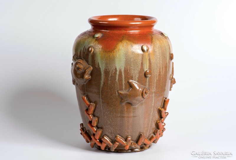 Art deco Komlós kerámia váza - 24 cm