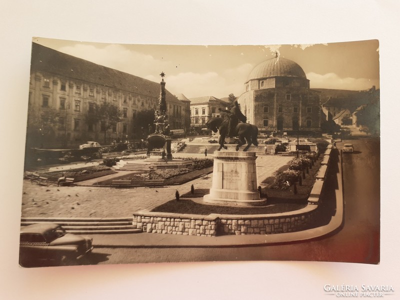 Old postcard 1960 Pécs Széchenyi Square photo postcard